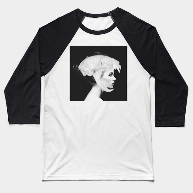 skull-girl Baseball T-Shirt by Flappy